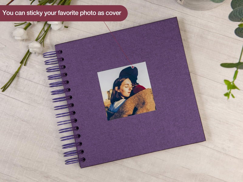 potricher 8 x 8 Inch DIY Scrapbook Photo Album 80 Pages Thick Kraft Blank Purple Paper Memory Book for Wedding and Anniversary Family (Purple, 8 Inch) - Image 2